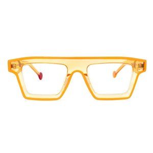 Za'hira Men's Clear Lens Bold Rectangle Frame Treva Glasses Orange